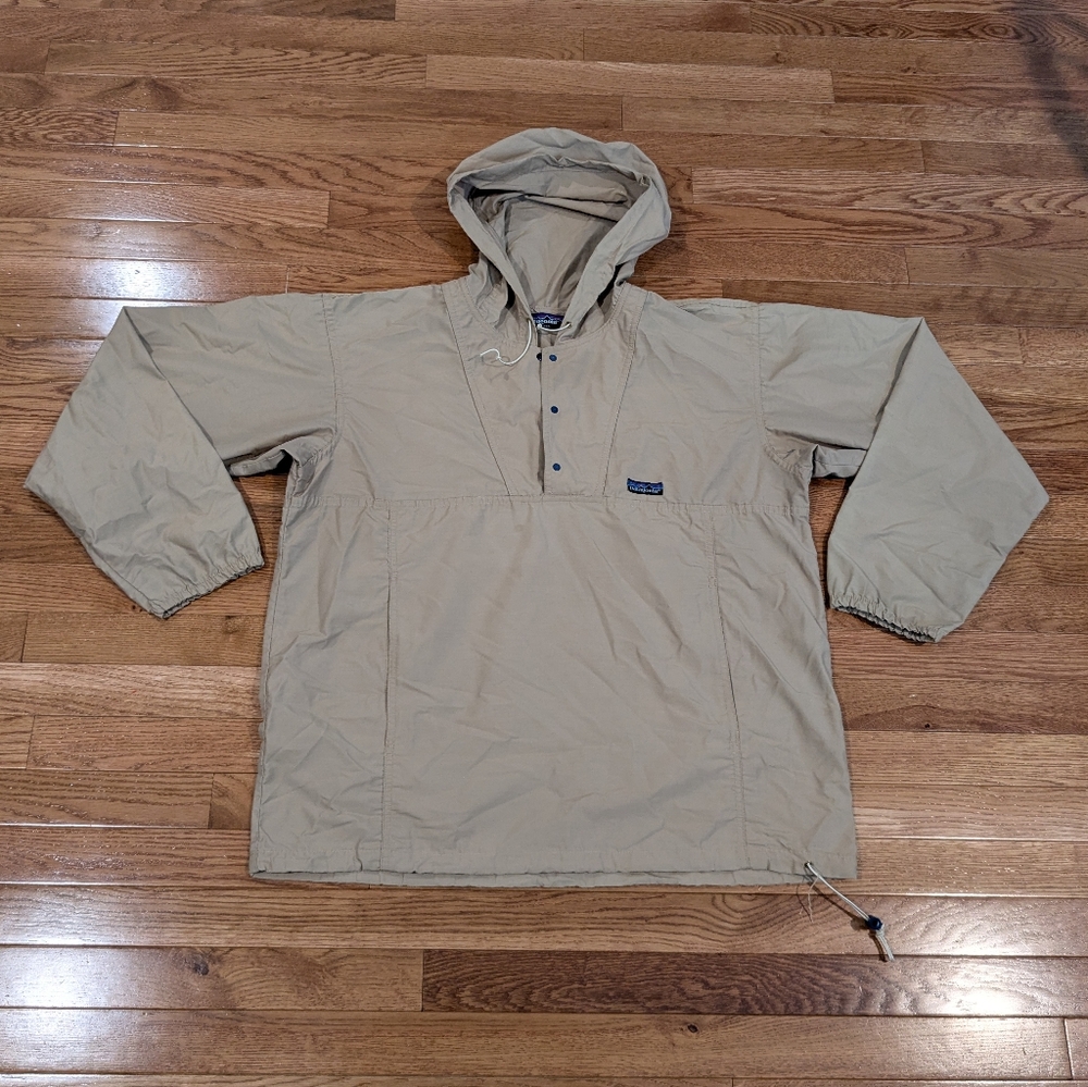 Patagonia Vintage 1980's Beige Hooded Anorak Jacket Men's Large